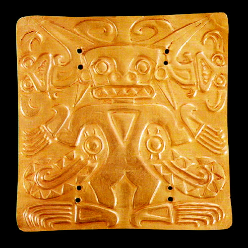 Gold Pectoral Plaque of a Shaman Wearing a Saurian Costume 8th - 12th century AD, Central America